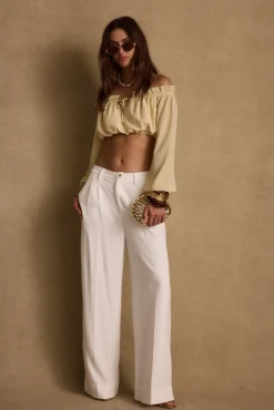 New Panama Baby Yellow Chiffon Top Date Night Tops|Sets