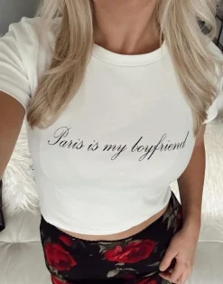 Discount Paris Is My Boyfriend Baby Tee Tees + Tanks|Vacation Tops