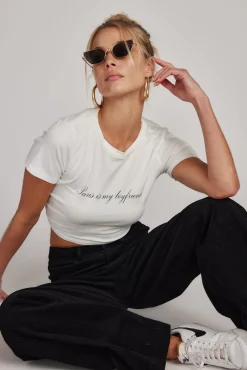 Discount Paris Is My Boyfriend Baby Tee Tees + Tanks|Vacation Tops