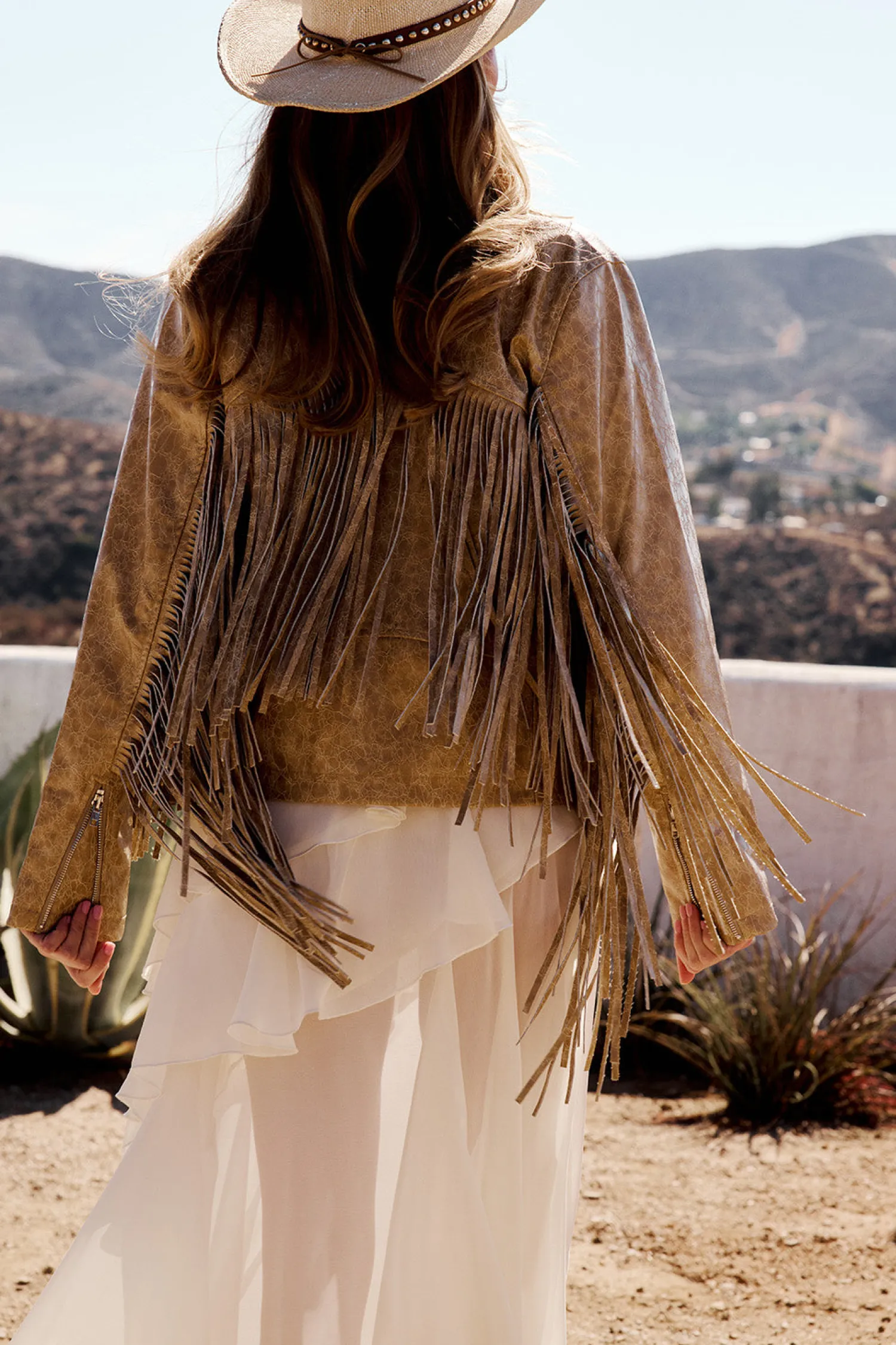 Sale Phoenix Taupe Vegan Leather Moto Fringe Jacket Outerwear|Jackets