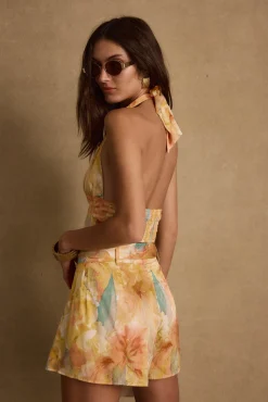 Fashion Picasso Yellow Abstract Shorts Shorts|Sets