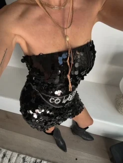 Discount Pippa Jet Black Disco Sequin Mini Dress Mini Dresses|Party Dresses
