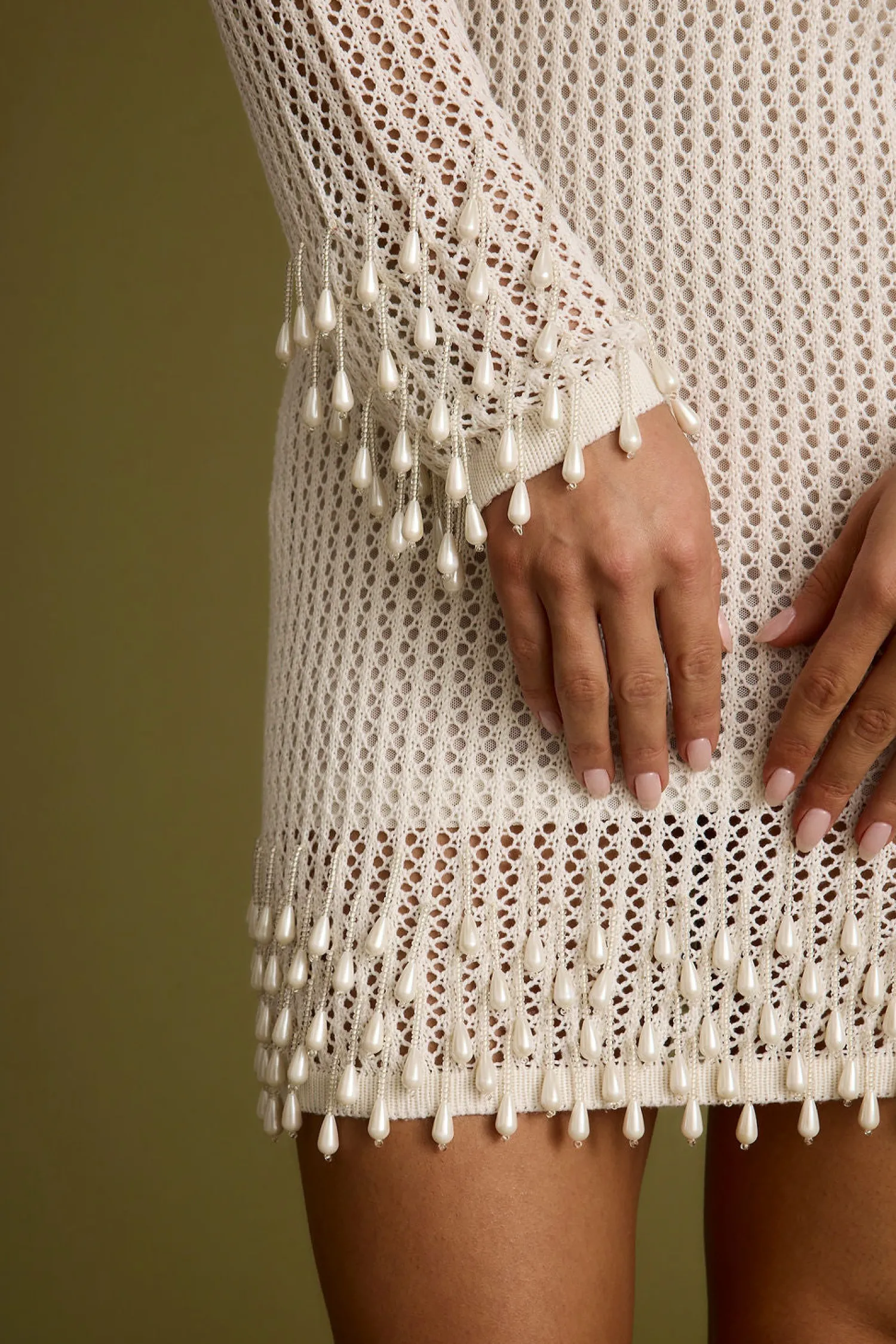 Best Plata Embellished Cream Knit Mini Dress The White Edit|Golden Hour Bachelorette
