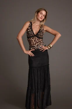 New Poppy Black Lace Maxi Skirt Skirts|Festival Bottoms