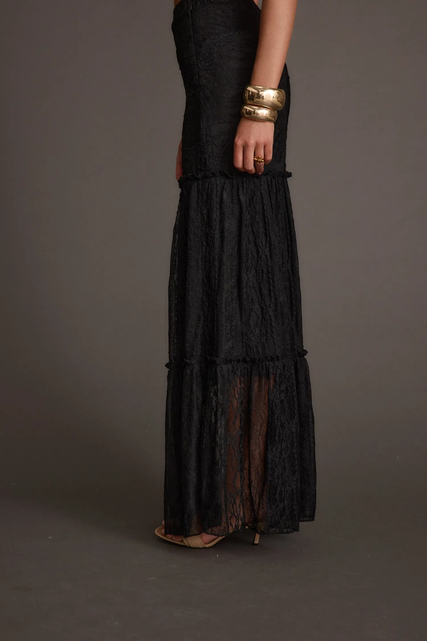 New Poppy Black Lace Maxi Skirt Skirts|Festival Bottoms
