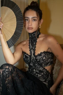 Hot Princesa Black Lace Drop Waist Maxi Dress Honeymoon|Festival Restocked