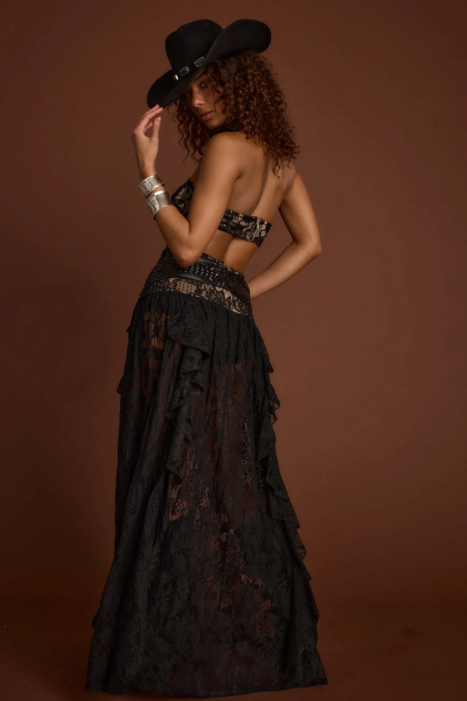 Hot Princesa Black Lace Drop Waist Maxi Dress Honeymoon|Festival Restocked