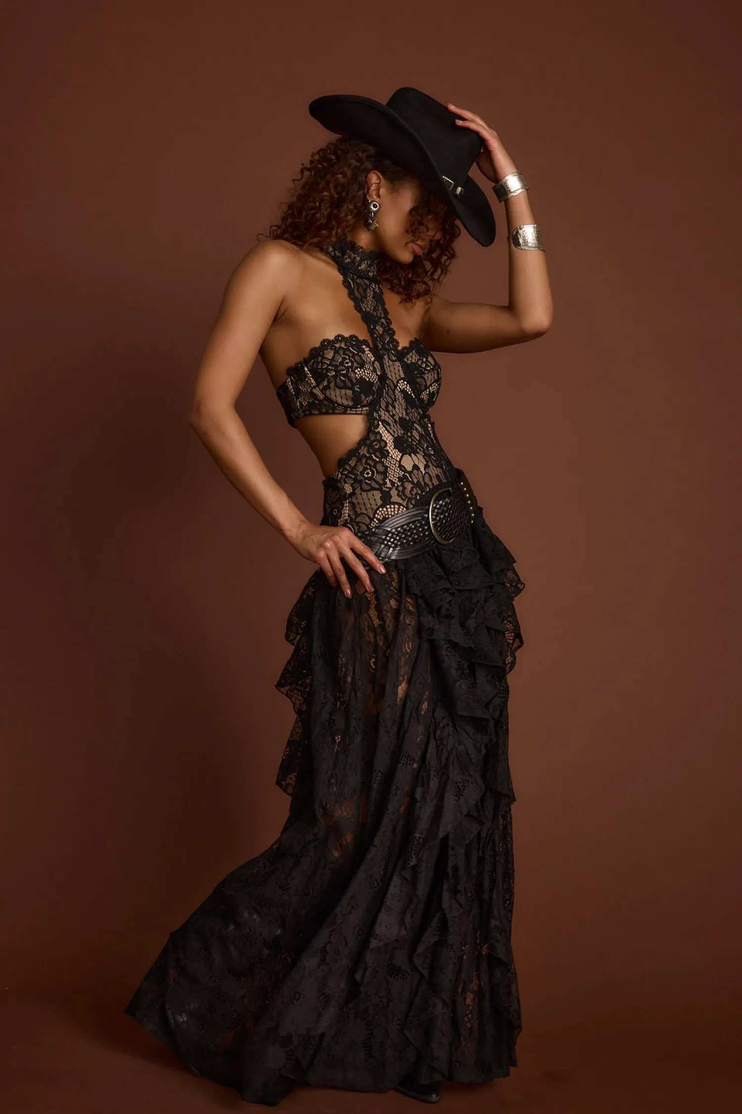Hot Princesa Black Lace Drop Waist Maxi Dress Honeymoon|Festival Restocked