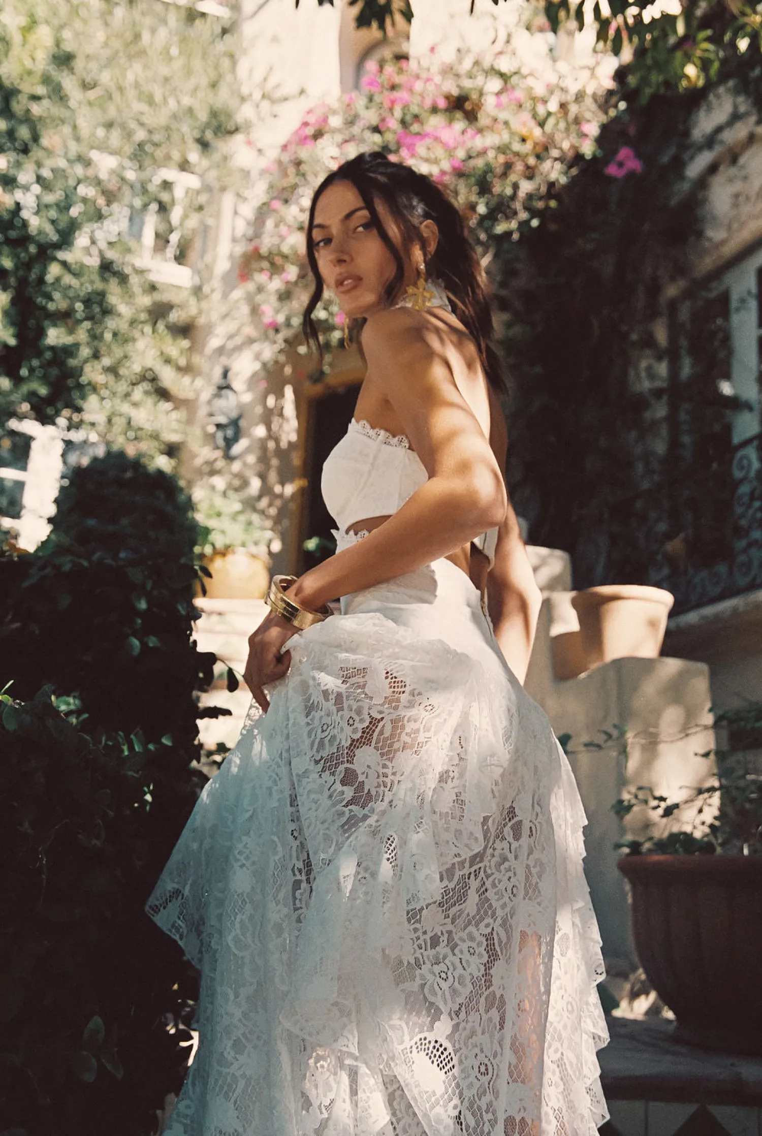Fashion Princesa White Lace Drop Waist Maxi Dress The White Edit|Golden Hour Bachelorette