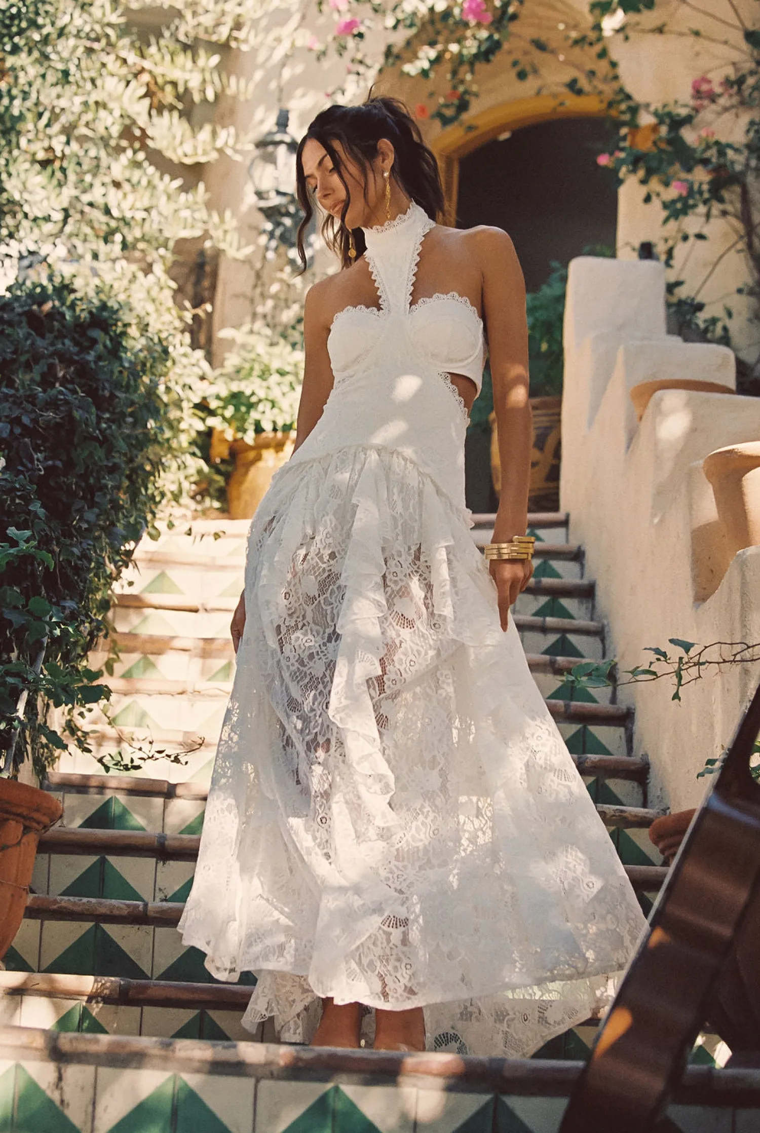 Fashion Princesa White Lace Drop Waist Maxi Dress The White Edit|Golden Hour Bachelorette
