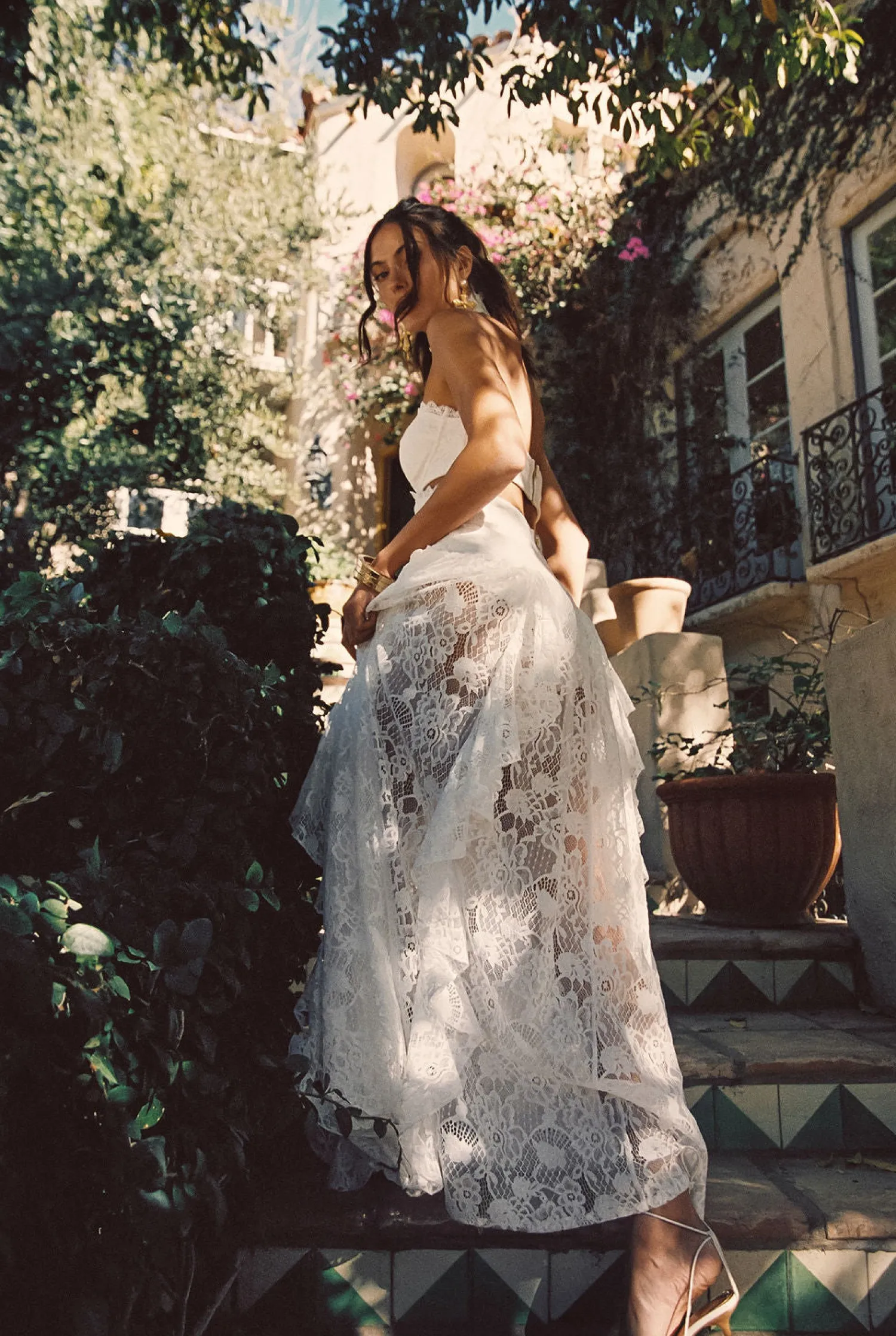 Fashion Princesa White Lace Drop Waist Maxi Dress The White Edit|Golden Hour Bachelorette
