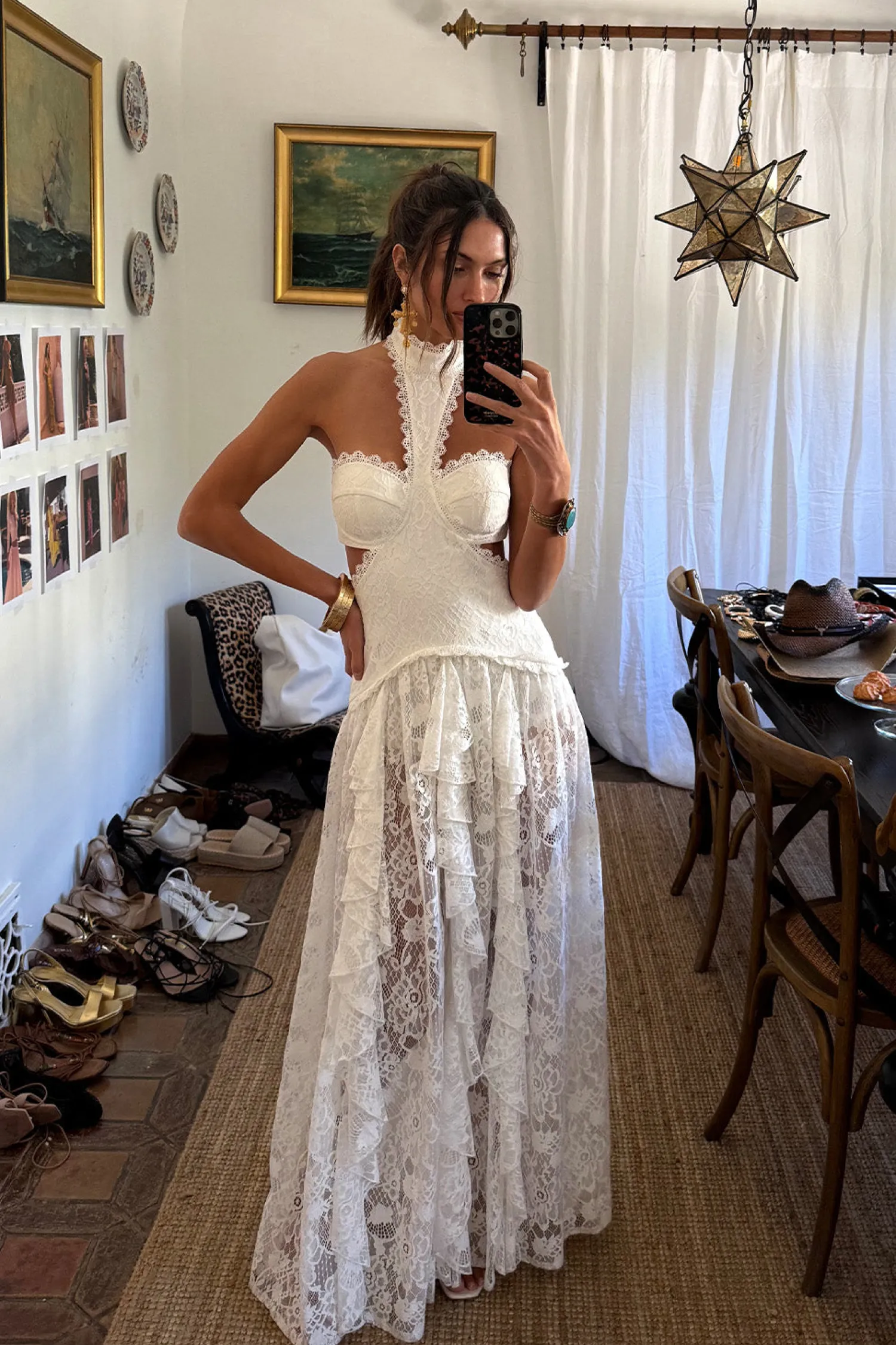 Fashion Princesa White Lace Drop Waist Maxi Dress The White Edit|Golden Hour Bachelorette