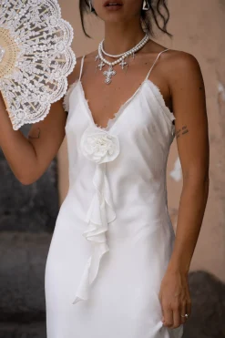 Sale Prosecco White Rosette Frill Maxi Dress Golden Hour Bachelorette|Engagement Party