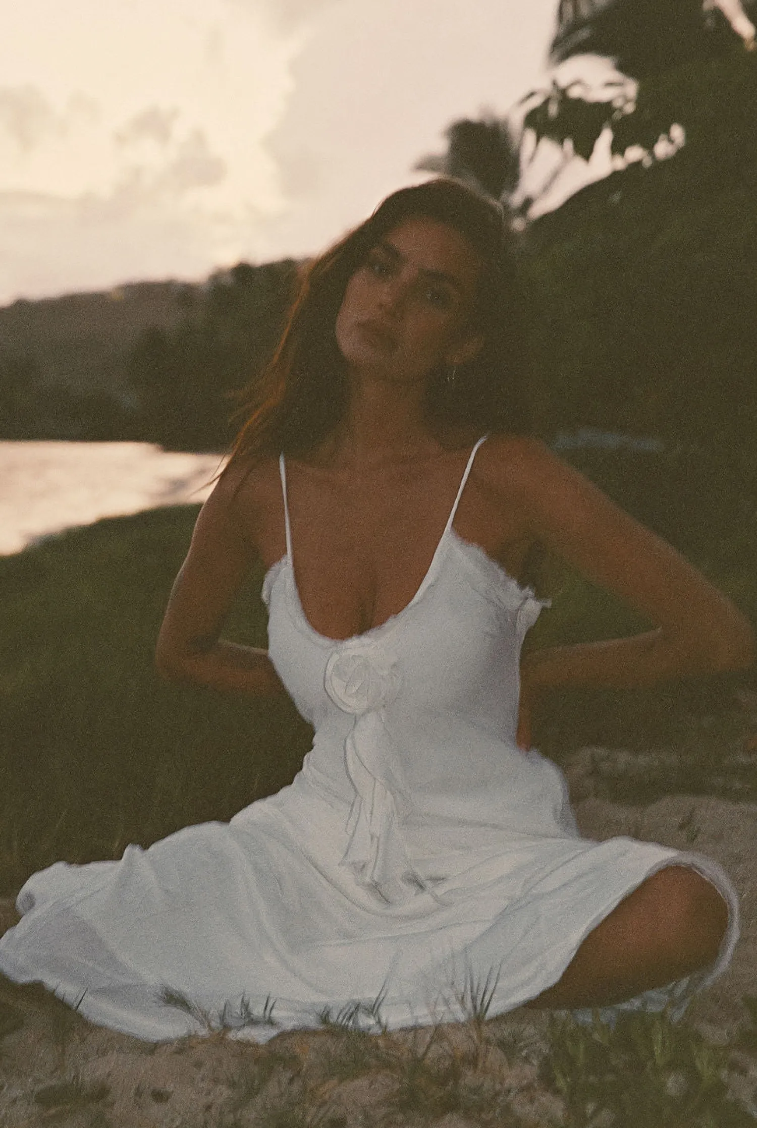 Sale Prosecco White Rosette Frill Maxi Dress Golden Hour Bachelorette|Engagement Party