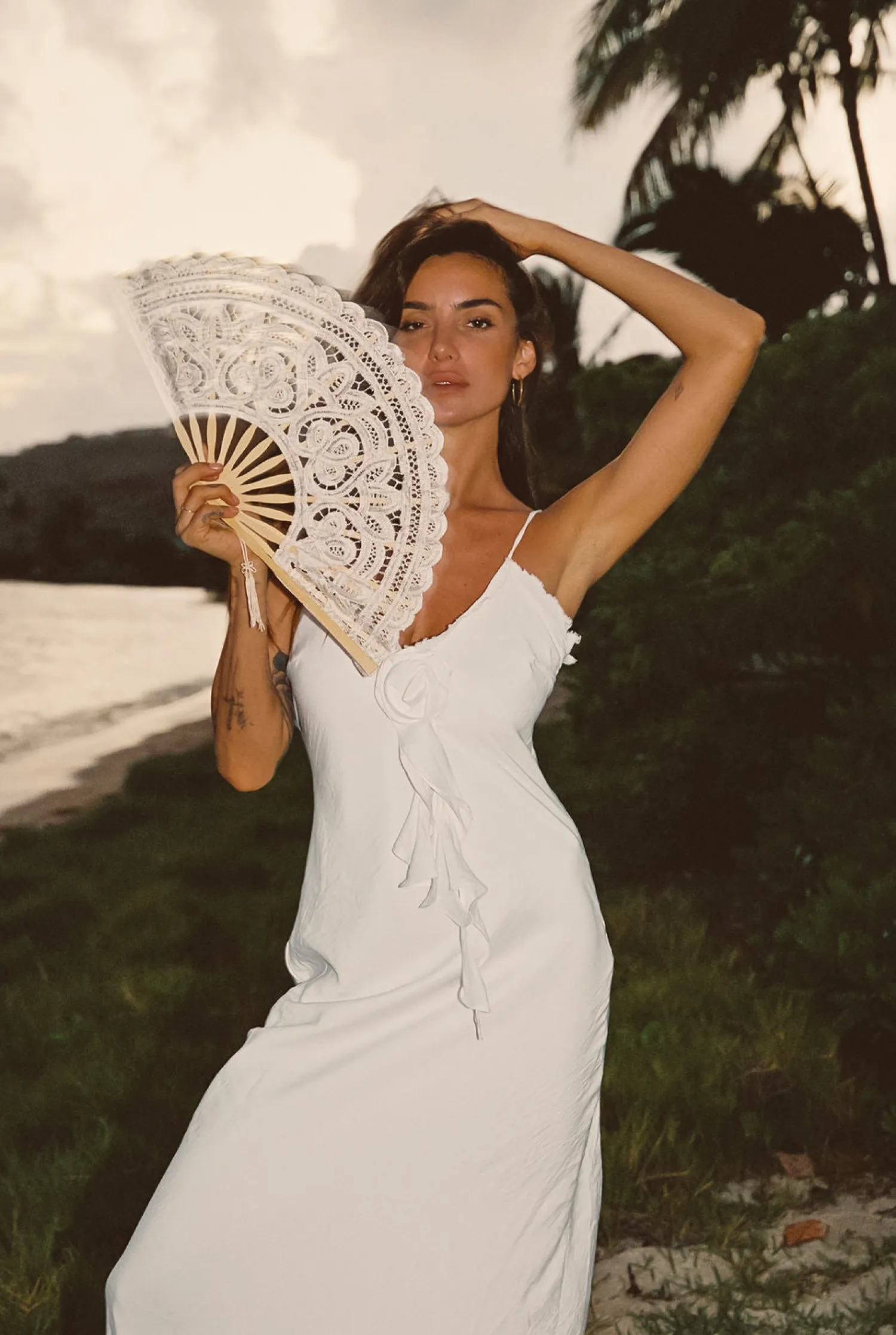 Sale Prosecco White Rosette Frill Maxi Dress Golden Hour Bachelorette|Engagement Party