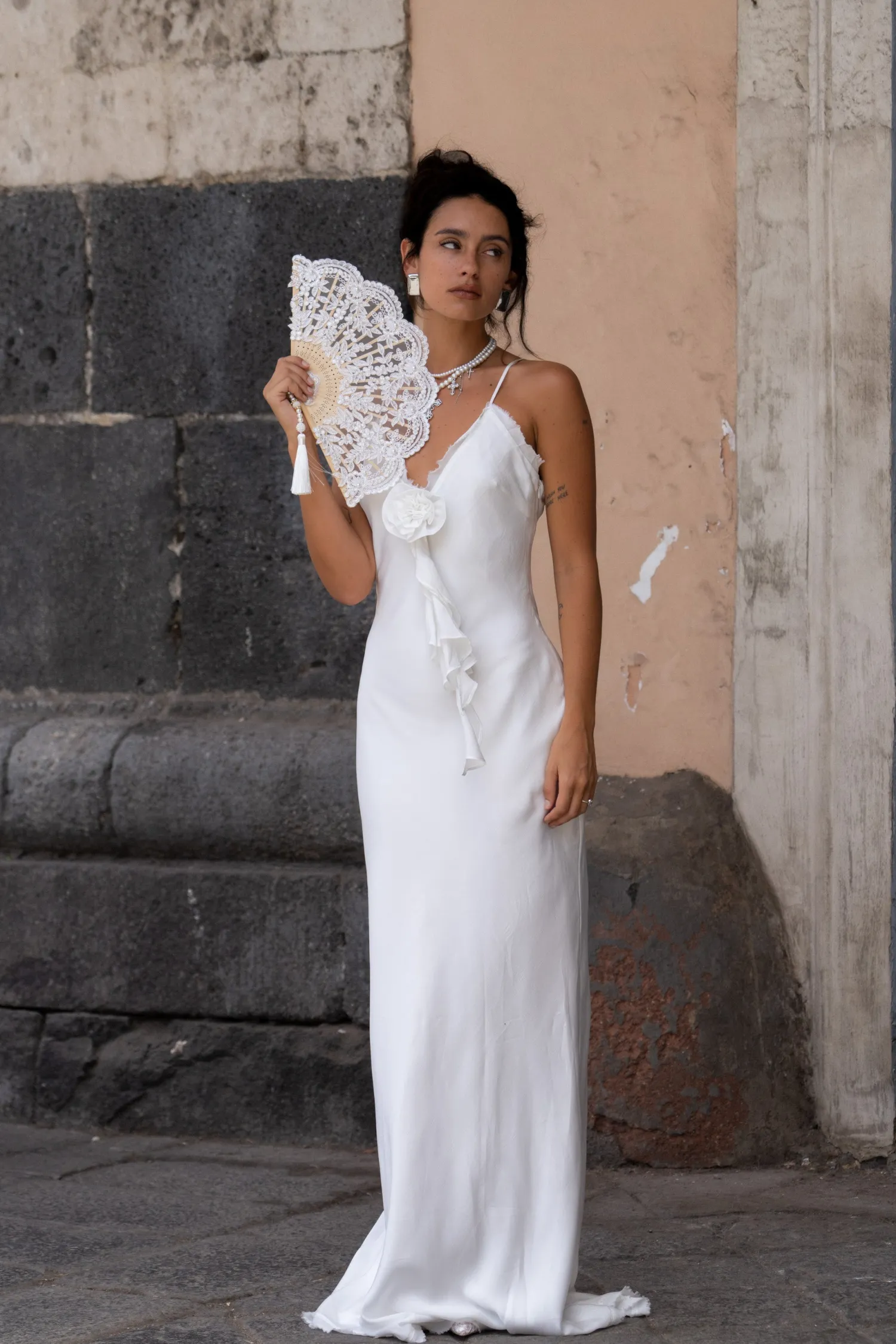 Sale Prosecco White Rosette Frill Maxi Dress Golden Hour Bachelorette|Engagement Party
