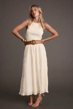 Sale Quinn Ivory High Neck Shimmer Chiffon Maxi Dress Honeymoon|Date Night Dresses