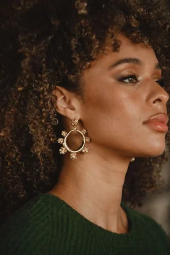 Fashion Rae Gold Rhinestone Statement Earrings Jewelry|Festival Shoes + Accessories