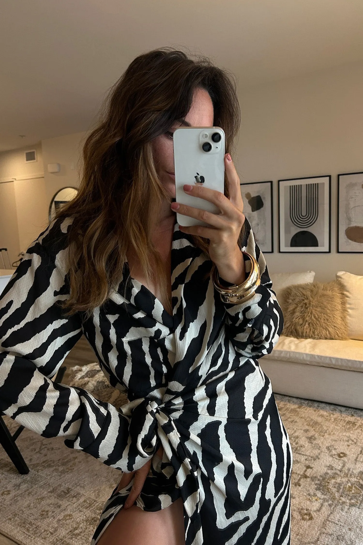 Clearance Renna Zebra Long Sleeve Wrap Midi Dress Midi Dresses