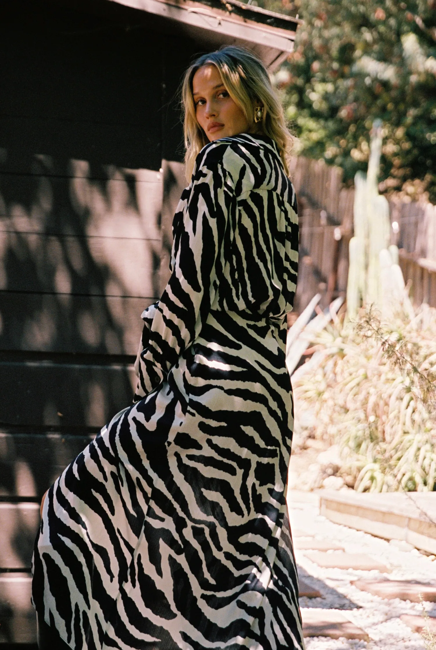 Clearance Renna Zebra Long Sleeve Wrap Midi Dress Midi Dresses
