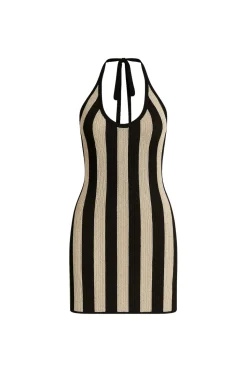 Best Risa Black Striped Knit Mini Dress Party Dresses|Day Dresses
