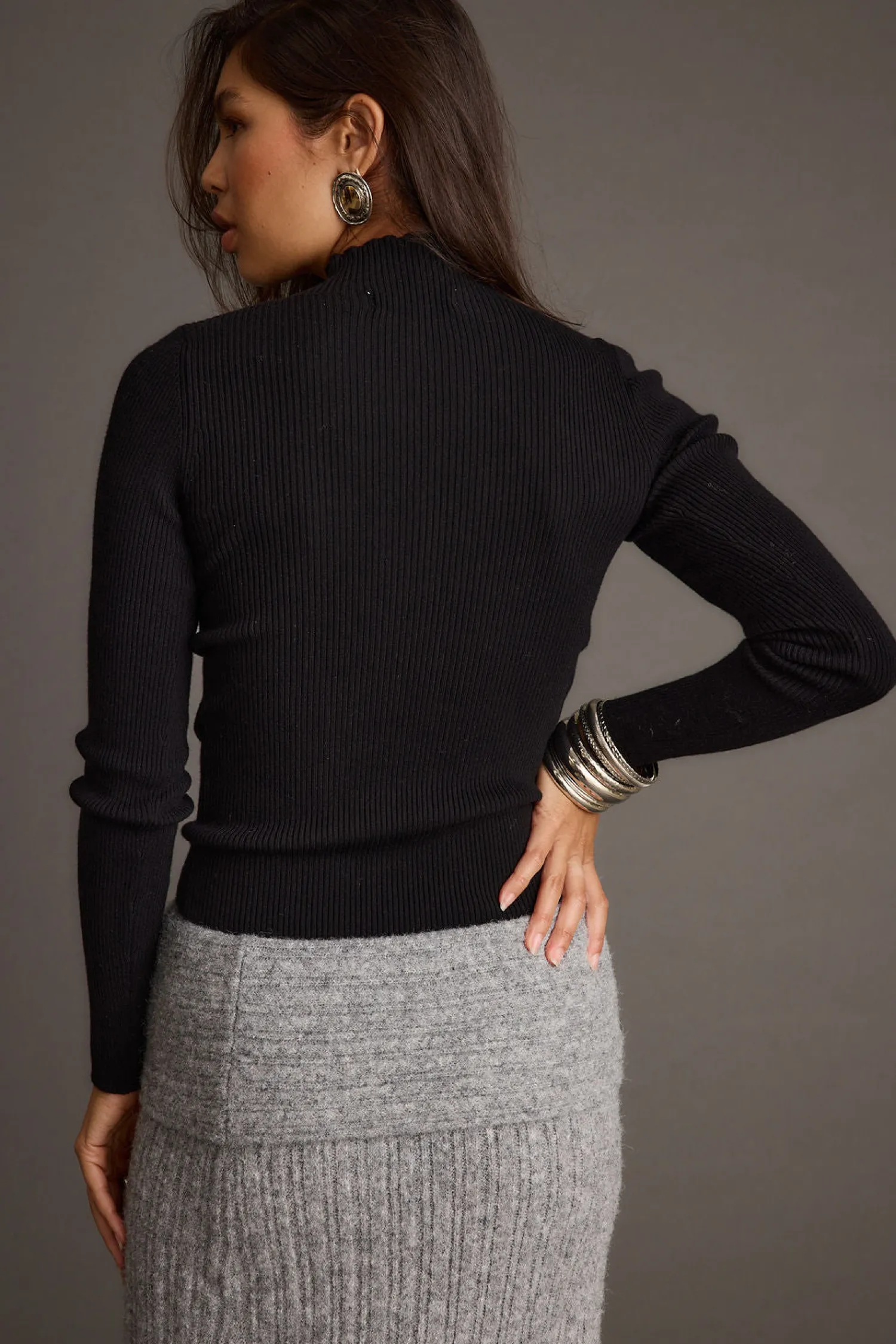 Sale Robbie Black Long Sleeve Turtleneck Workwear Tops|Long Sleeves