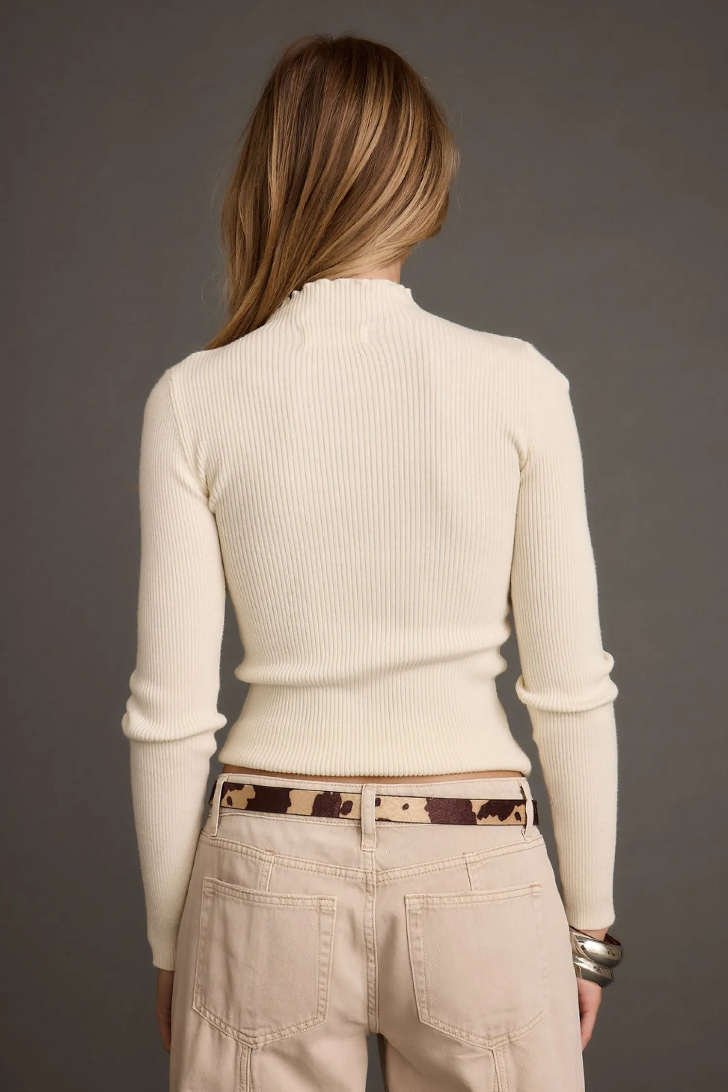 New Robbie White Long Sleeve Turtleneck Workwear Tops|Long Sleeves