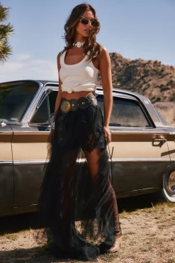 Hot Rosalie Rock Black Tulle Maxi Skirt Skirts|Festival Restocked