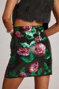 Outlet Rose Sequin Mini Skirt Going Out Bottoms|Skirts