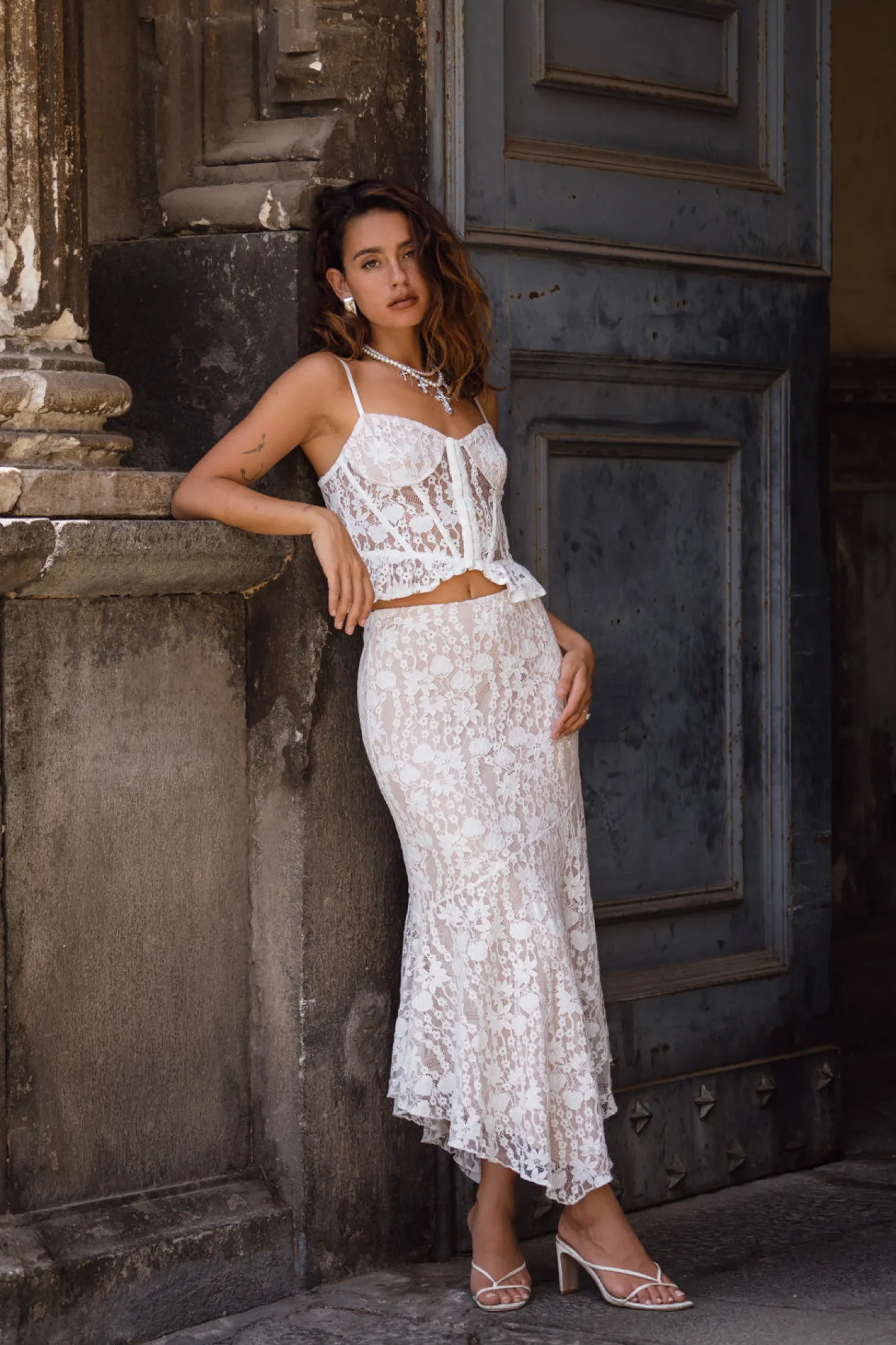 Online Rosemary White Lace Bustier Top Bridal Tops|Sets