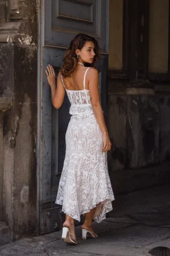 Online Rosemary White Lace Bustier Top Bridal Tops|Sets