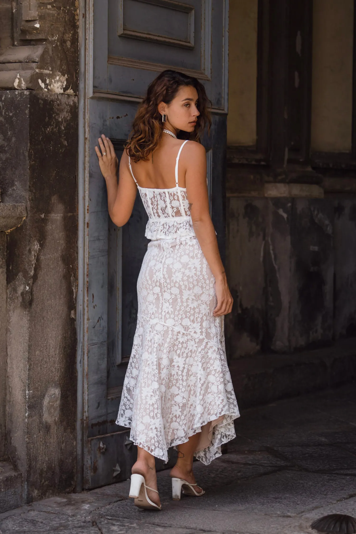 Hot Rosemary White Lace Maxi Skirt Bridal Bottoms|Skirts