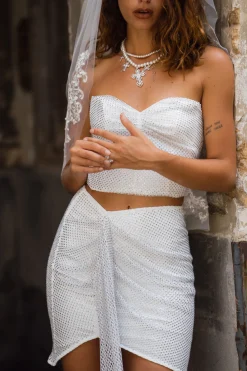 Clearance Sabrina Rhinestone Mesh Mini Skirt Going Out Bottoms|Bridal Bottoms