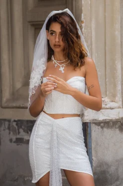 Clearance Sabrina Rhinestone Mesh Mini Skirt Going Out Bottoms|Bridal Bottoms