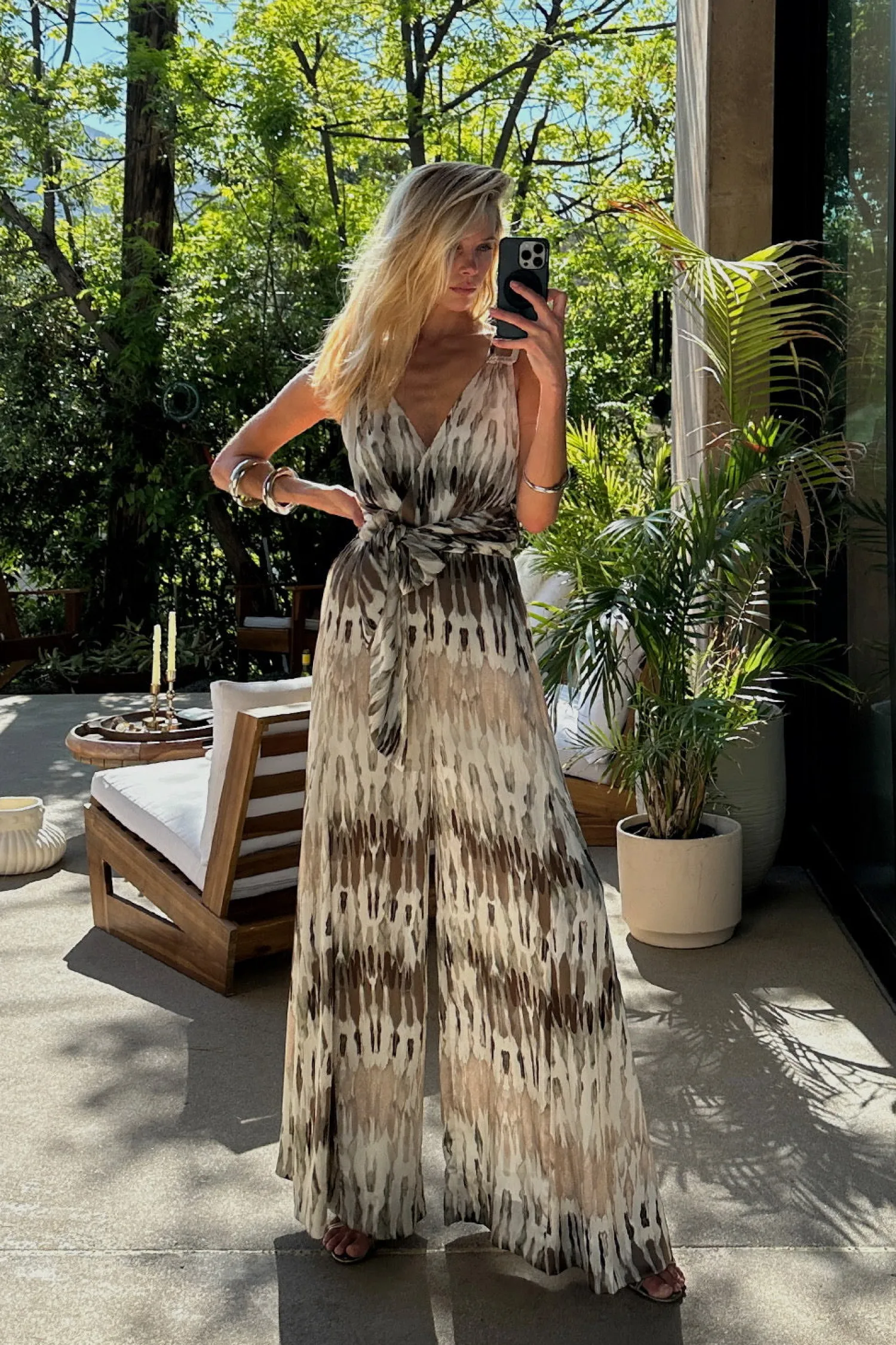 Best Salinas Abstract Satin Jumpsuit Honeymoon|Party Dresses