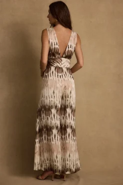 Best Salinas Abstract Satin Jumpsuit Honeymoon|Party Dresses