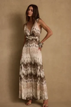 Best Salinas Abstract Satin Jumpsuit Honeymoon|Party Dresses