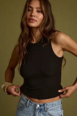Discount Sarrah Black Ribbed Tank Tees + Tanks|For You And Your Bestie