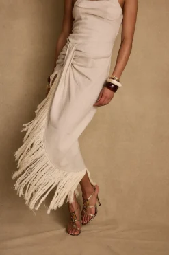 Outlet Serenade Beige Linen Wrap Midi Dress The White Edit|Seashells + Wedding Bells