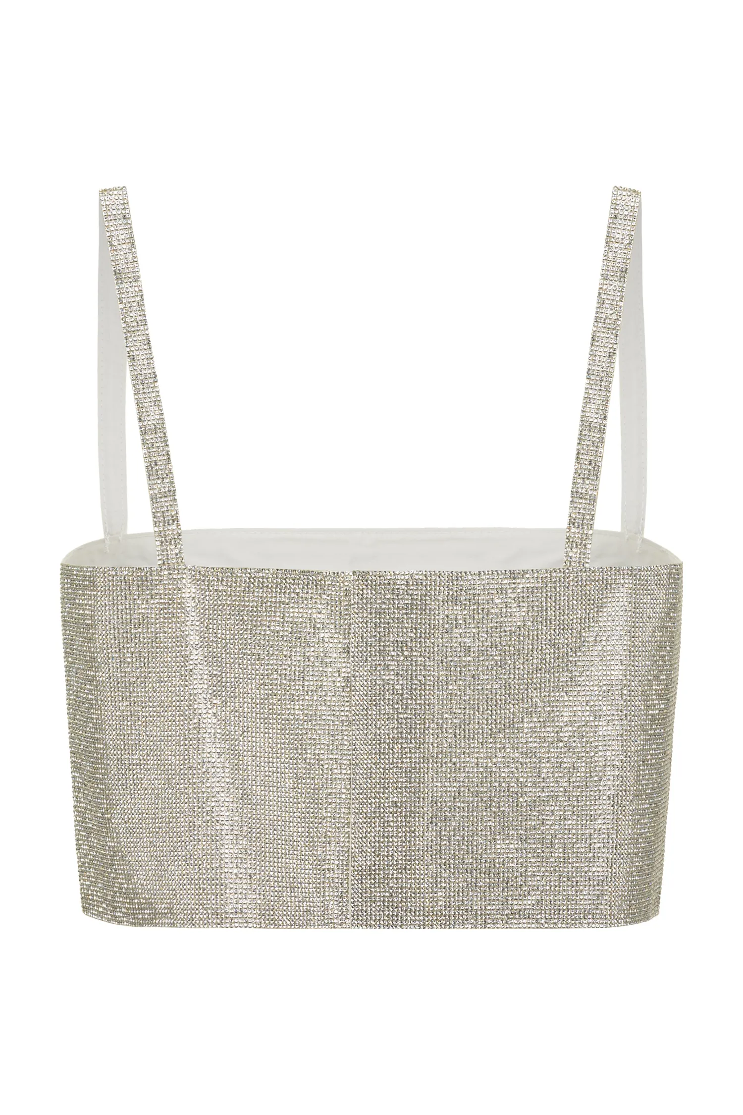 Fashion Shira Silver Rhinestone Crop Top Bridal Tops|Going Out Tops