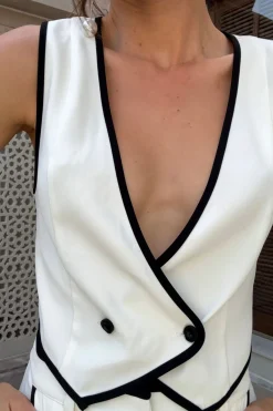 Discount Skylar White Vest Bridal Tops|Sets