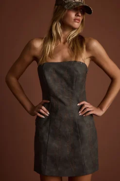 Best Smokeshow Embroidered Vegan Leather Strapless Mini Dress Festival Style Steals|Festival Dresses