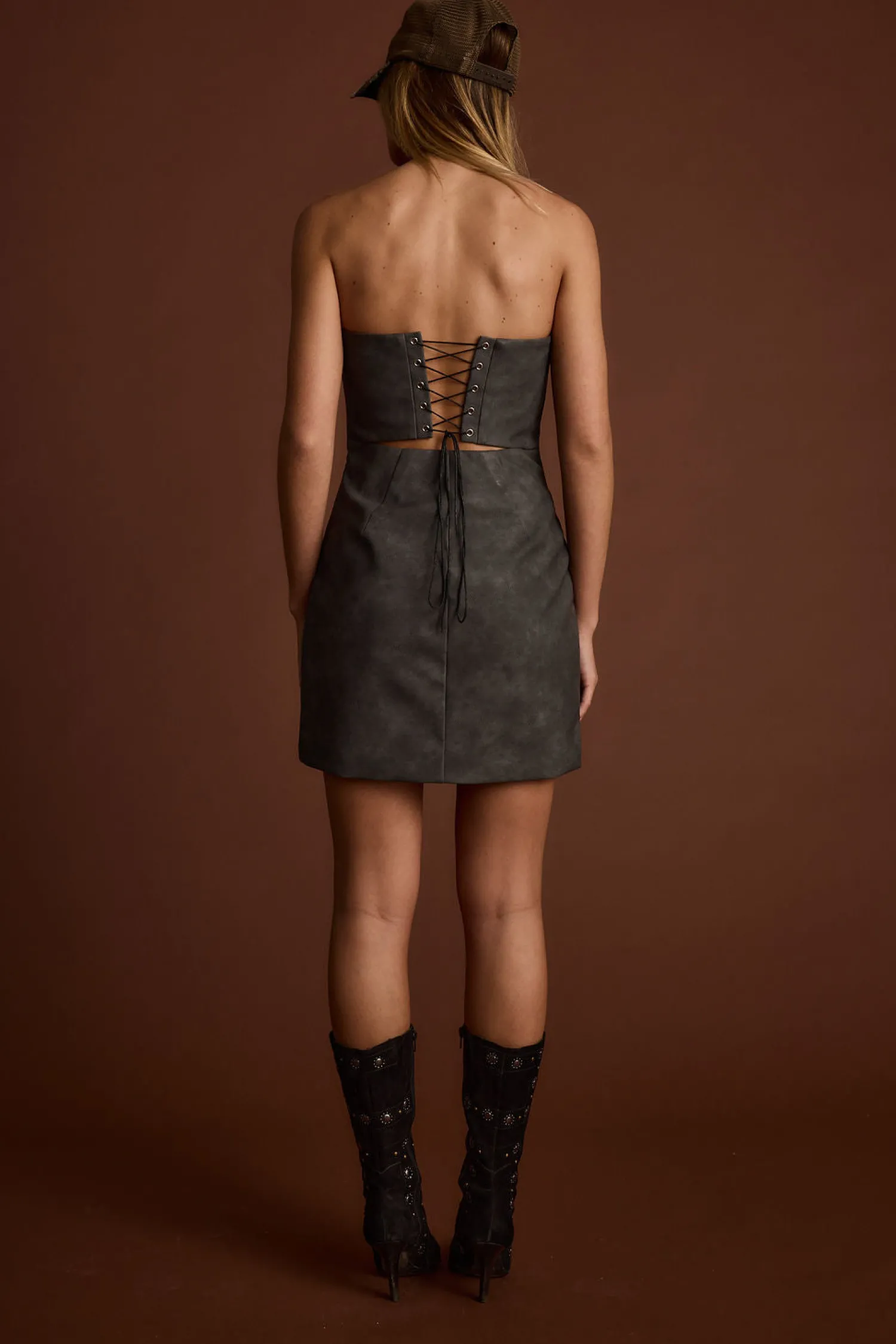 Best Smokeshow Embroidered Vegan Leather Strapless Mini Dress Festival Style Steals|Festival Dresses
