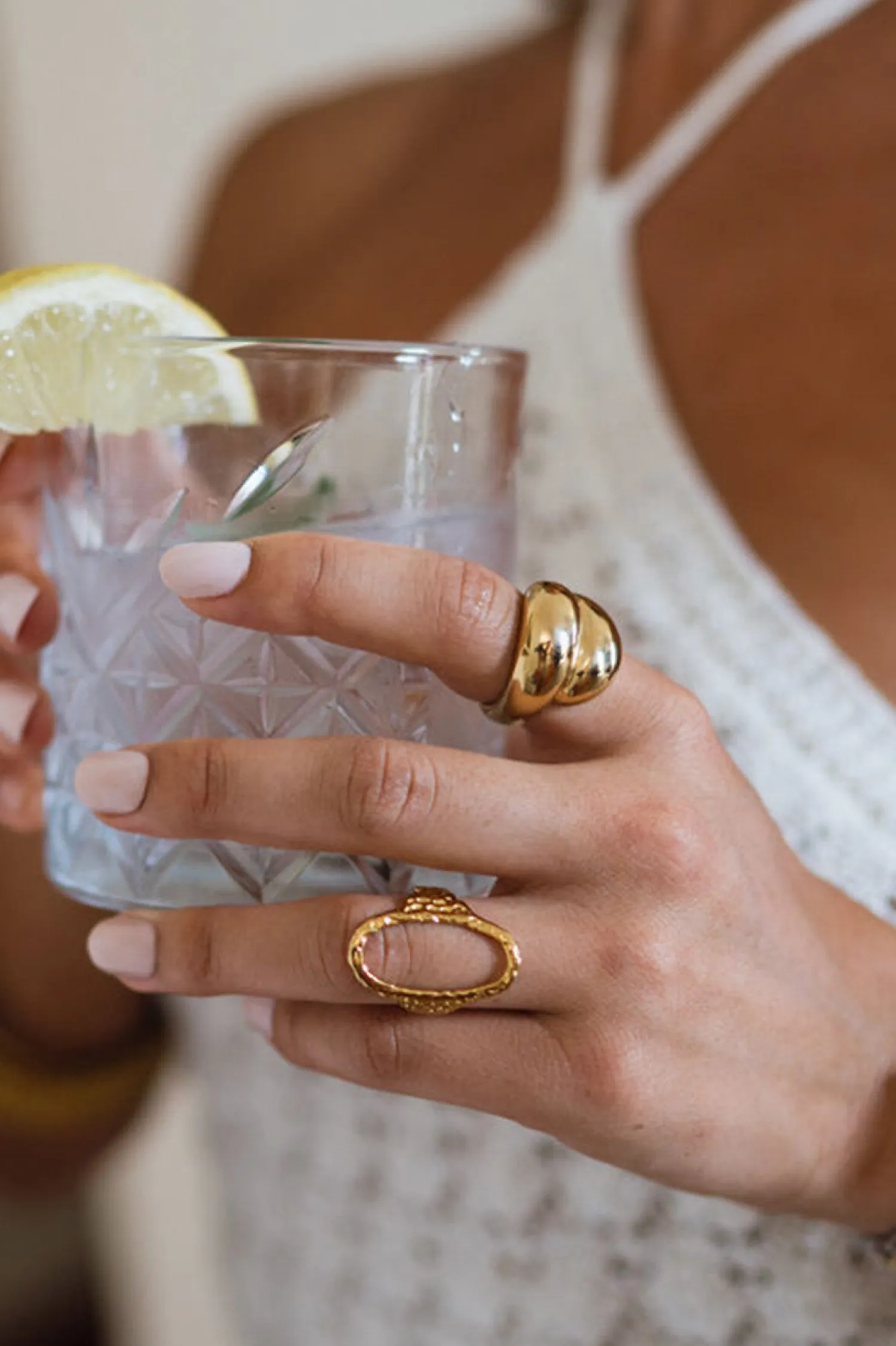 Hot Sofia Gold Double Dome Ring Jewelry|Golden Hour Bachelorette