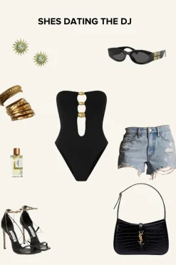 Discount Sola Black Embellished One Piece Swimsuit Swimwear
