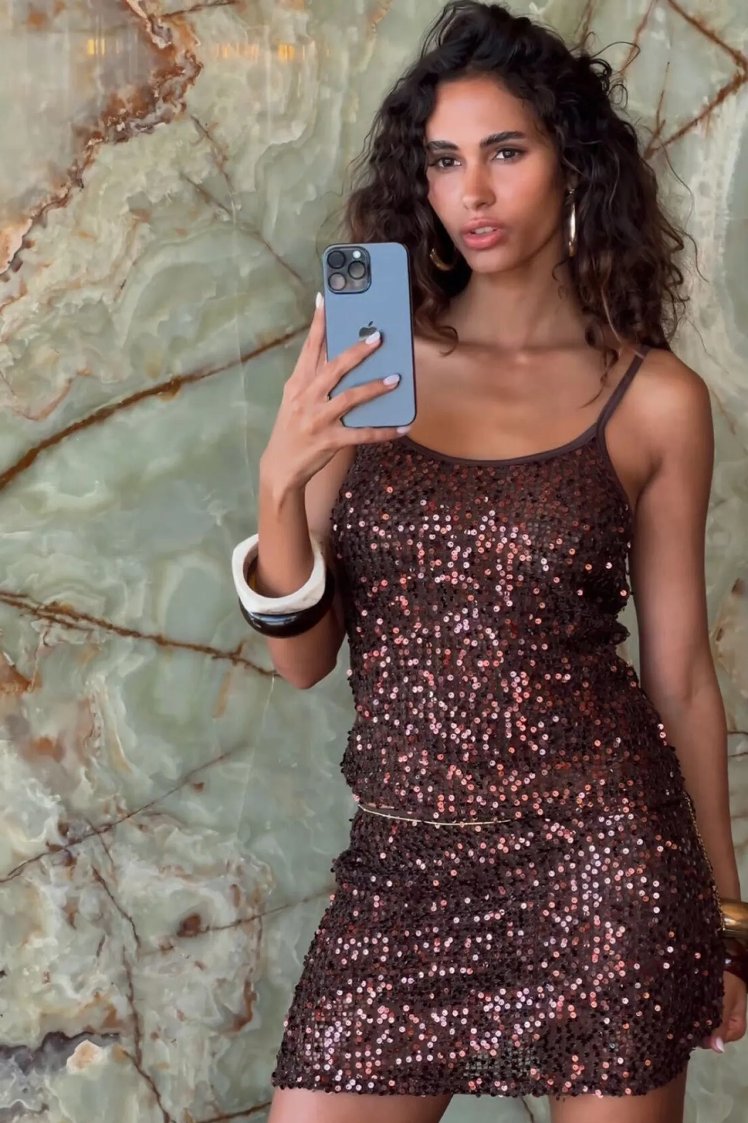 Fashion Solea Mocha Sequin Mini Skirt Date Night Bottoms|Going Out Bottoms