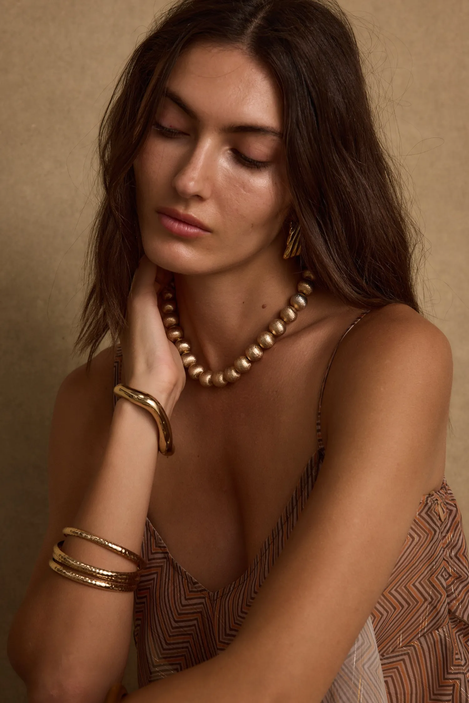 Online Solstice Gold Beaded Necklace Jewelry|Golden Hour Bachelorette