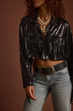 Discount Star Crossed Black Sequin Jacket Jackets|Western Bachelorette