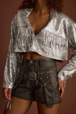 Online Star Crossed Sequin Fringe Jacket Jackets|Denim + Diamonds Bachelorette