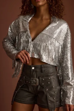 Online Star Crossed Sequin Fringe Jacket Jackets|Denim + Diamonds Bachelorette
